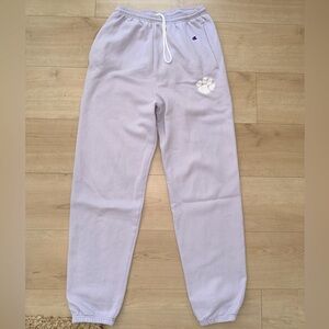 Clemson Champion Powerblend Paw Sweatpants (light purple, white paw)